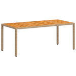 HKH Mesa de Jardim 190x90x75 Cm Vime Pe e Madeira de Maciça - Bege