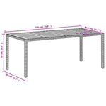 HKH Mesa de Jardim 190x90x75 Cm Vime Pe e Madeira de Maciça - Bege