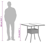HKH Mesa Jardim C/ Tampo de Vidro 80x80x75 Cm Vime Pe Cinza-claro - Cinzento