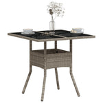 HKH Mesa Jardim C/ Tampo de Vidro 80x80x75 Cm Vime Pe Cinza-claro - Cinzento