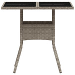 HKH Mesa Jardim C/ Tampo de Vidro 80x80x75 Cm Vime Pe Cinza-claro - Cinzento