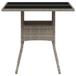 HKH Mesa Jardim C/ Tampo de Vidro 80x80x75 Cm Vime Pe Cinza-claro - Cinzento
