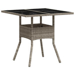 HKH Mesa Jardim C/ Tampo de Vidro 80x80x75 Cm Vime Pe Cinza-claro - Cinzento