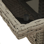 HKH Mesa Jardim C/ Tampo de Vidro 80x80x75 Cm Vime Pe Cinza-claro - Cinzento