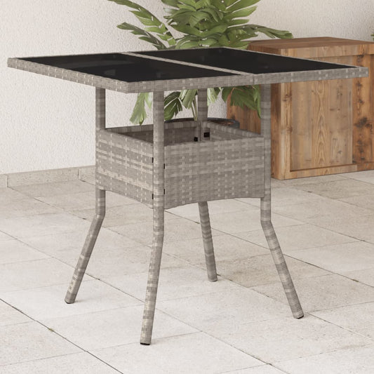 HKH Mesa Jardim C/ Tampo de Vidro 80x80x75 Cm Vime Pe Cinza-claro - Cinzento