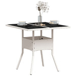 HKH Mesa de Jardim com Tampo de Vidro 80x80x75 Cm Vime Pe - Branco