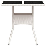 HKH Mesa de Jardim com Tampo de Vidro 80x80x75 Cm Vime Pe - Branco
