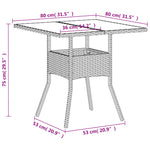 HKH Mesa de Jardim com Tampo de Vidro 80x80x75 Cm Vime Pe - Branco