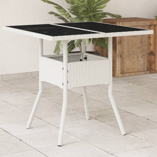 HKH Mesa de Jardim com Tampo de Vidro 80x80x75 Cm Vime Pe - Branco