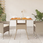 HKH Mesa de Jardim 80x80x75 Cm Vime Pe e Madeira de Acácia - Bege