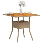 HKH Mesa de Jardim 80x80x75 Cm Vime Pe e Madeira de Acácia - Bege