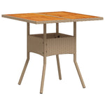 HKH Mesa de Jardim 80x80x75 Cm Vime Pe e Madeira de Acácia - Bege