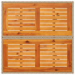 HKH Mesa de Jardim 80x80x75 Cm Vime Pe e Madeira de Acácia - Bege