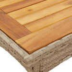 HKH Mesa de Jardim 80x80x75 Cm Vime Pe e Madeira de Acácia - Bege