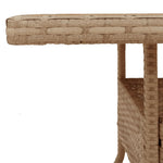HKH Mesa de Jardim 80x80x75 Cm Vime Pe e Madeira de Acácia - Bege