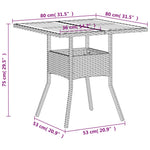 HKH Mesa de Jardim 80x80x75 Cm Vime Pe e Madeira de Acácia - Bege