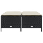 HKH Bancos de Jardim com Almofadões 4 Pcs Vime Pe - Preto