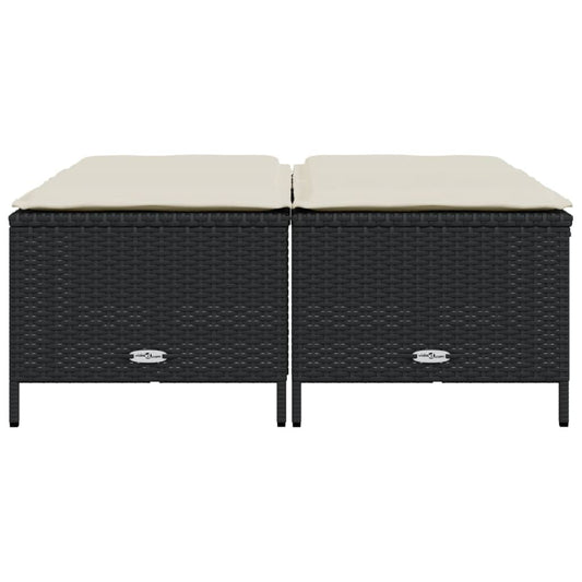 HKH Bancos de Jardim com Almofadões 4 Pcs Vime Pe - Preto