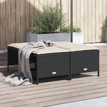 HKH Bancos de Jardim com Almofadões 4 Pcs Vime Pe - Preto