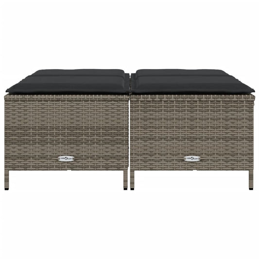 HKH Bancos de Jardim com Almofadões 4 Pcs Vime Pe - Cinzento
