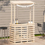 HKH Mesa de Bar Exterior C/ Telhado 112,5x57x195,5cm Madeira Maciça - Marrom