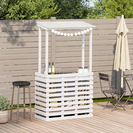 HKH Mesa de Bar para Exterior com Telhado Madeira Maciça - Branco