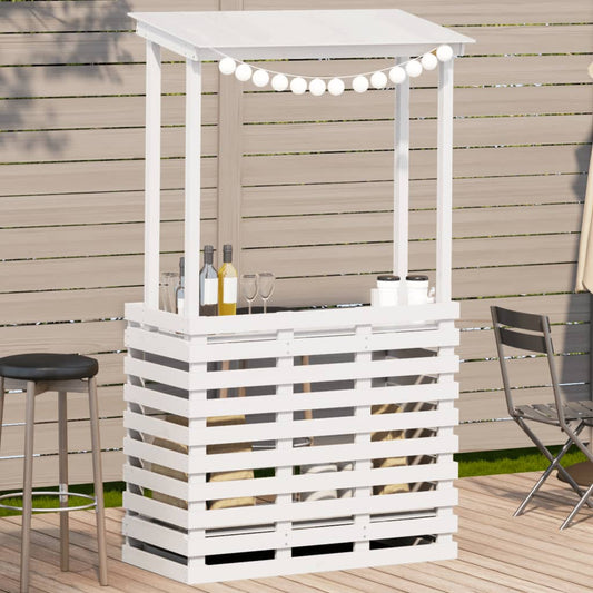 HKH Mesa de Bar para Exterior com Telhado Madeira Maciça - Branco