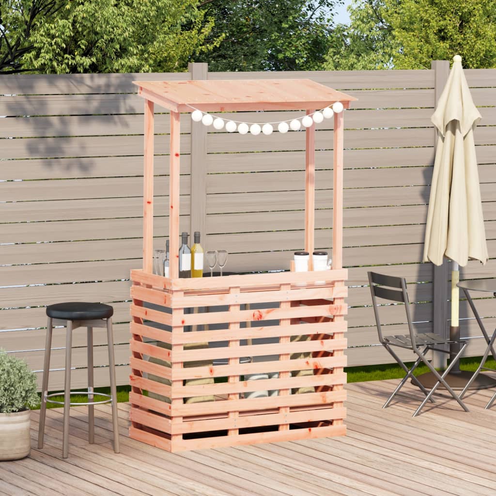 HKH Mesa de Bar para Exterior con Techo 112,5x57x195,5cm Madera Maciza - Marrón