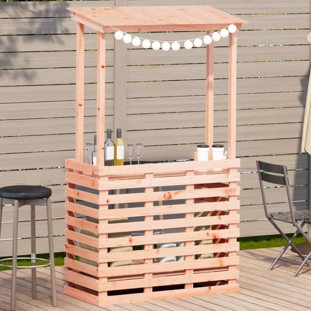 HKH Mesa de Bar para Exterior con Techo 112,5x57x195,5cm Madera Maciza - Marrón