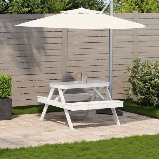 HKH Mesa de Piquenique 105x134x75 Cm Madeira de Pinho Maciça - Branco