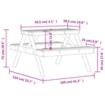 HKH Mesa de Piquenique 105x134x75 Cm Madeira de Pinho Maciça - Branco