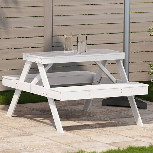 HKH Mesa de Piquenique 105x134x75 Cm Madeira de Pinho Maciça - Branco