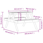 HKH Mesa de picnic 105x134x75 cm Madera de pino impregnada - Marrón