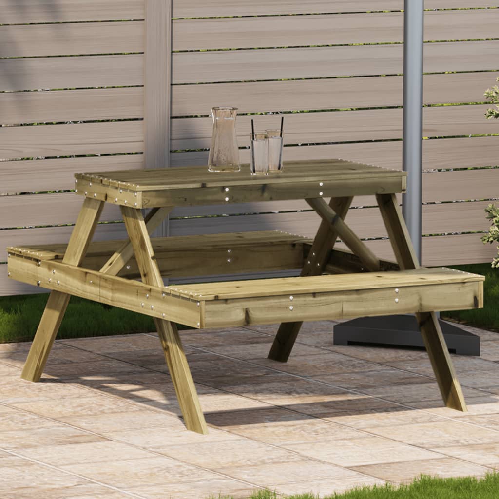 HKH Mesa de Piquenique 105x134x75 Cm Madeira de Pinho Impregnada - Marrom