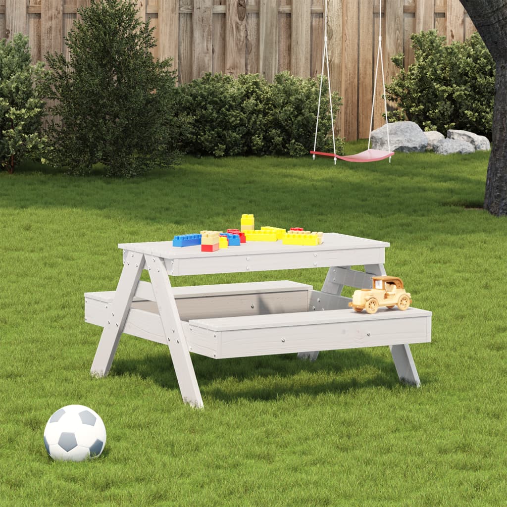 HKH Mesa de Piquenique P/ Crianças 88x97x52 Cm Pinho Maciço - Branco