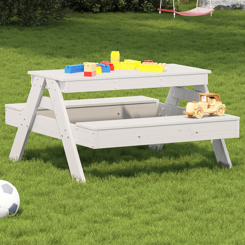 HKH Mesa de Piquenique P/ Crianças 88x97x52 Cm Pinho Maciço - Branco