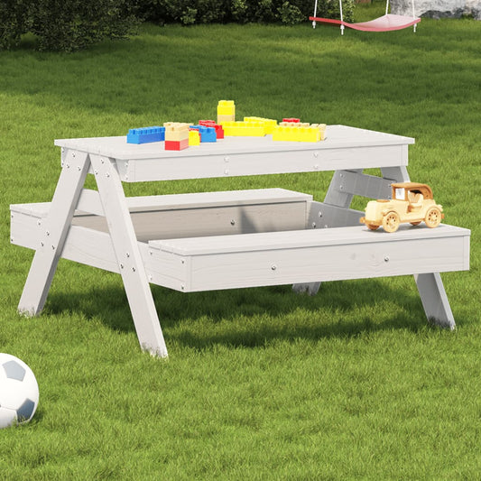 HKH Mesa de Piquenique P/ Crianças 88x97x52 Cm Pinho Maciço - Branco