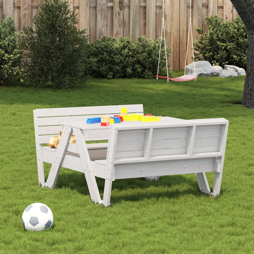 HKH Mesa de Piquenique P/ Crianças 88x122x58 Cm Pinho Maciço - Branco