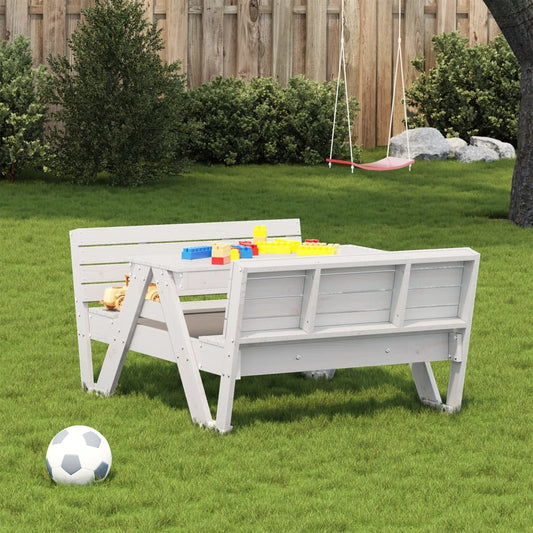HKH Mesa de Piquenique P/ Crianças 88x122x58 Cm Pinho Maciço - Branco