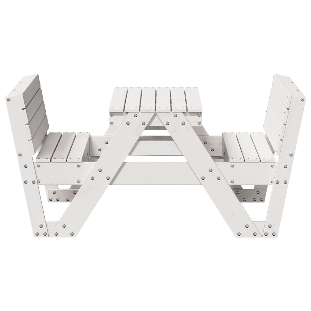 HKH Mesa de Piquenique P/ Crianças 88x122x58 Cm Pinho Maciço - Branco