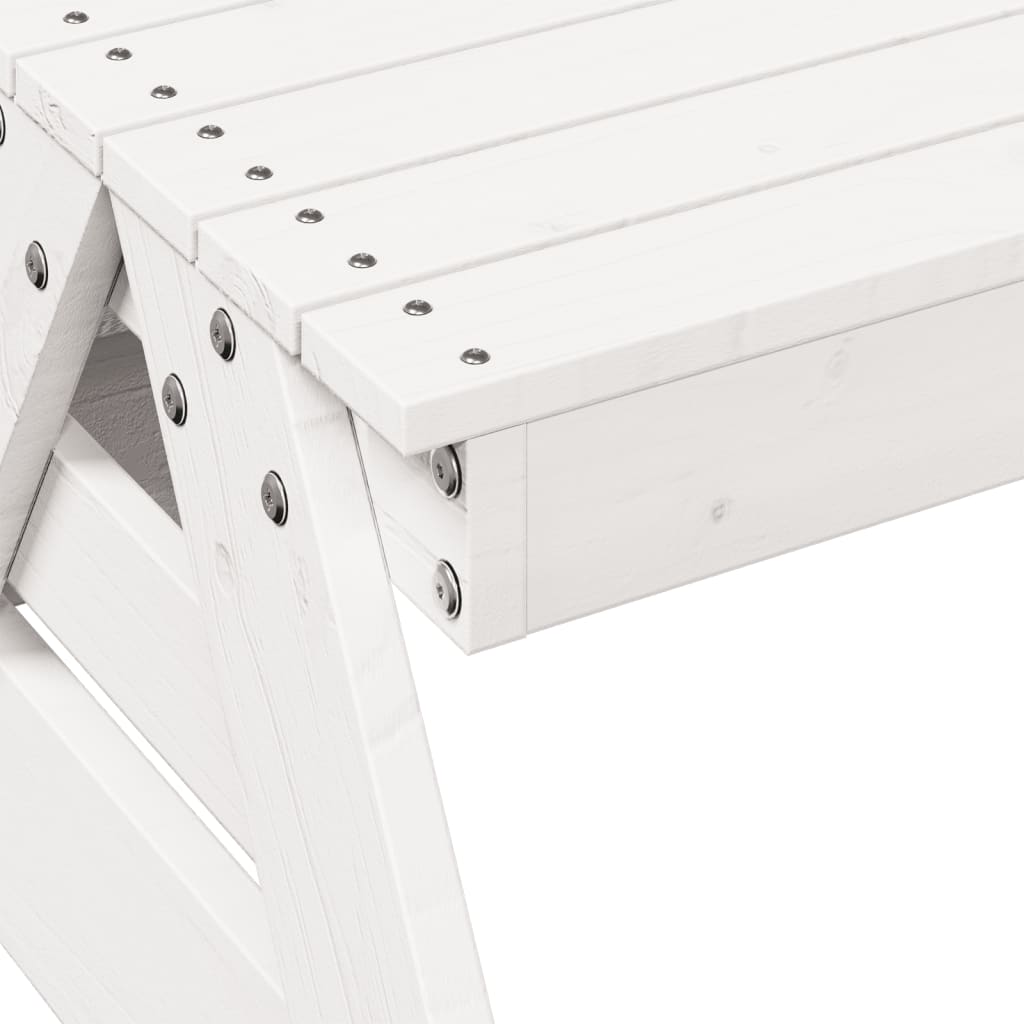 HKH Mesa de Piquenique P/ Crianças 88x122x58 Cm Pinho Maciço - Branco