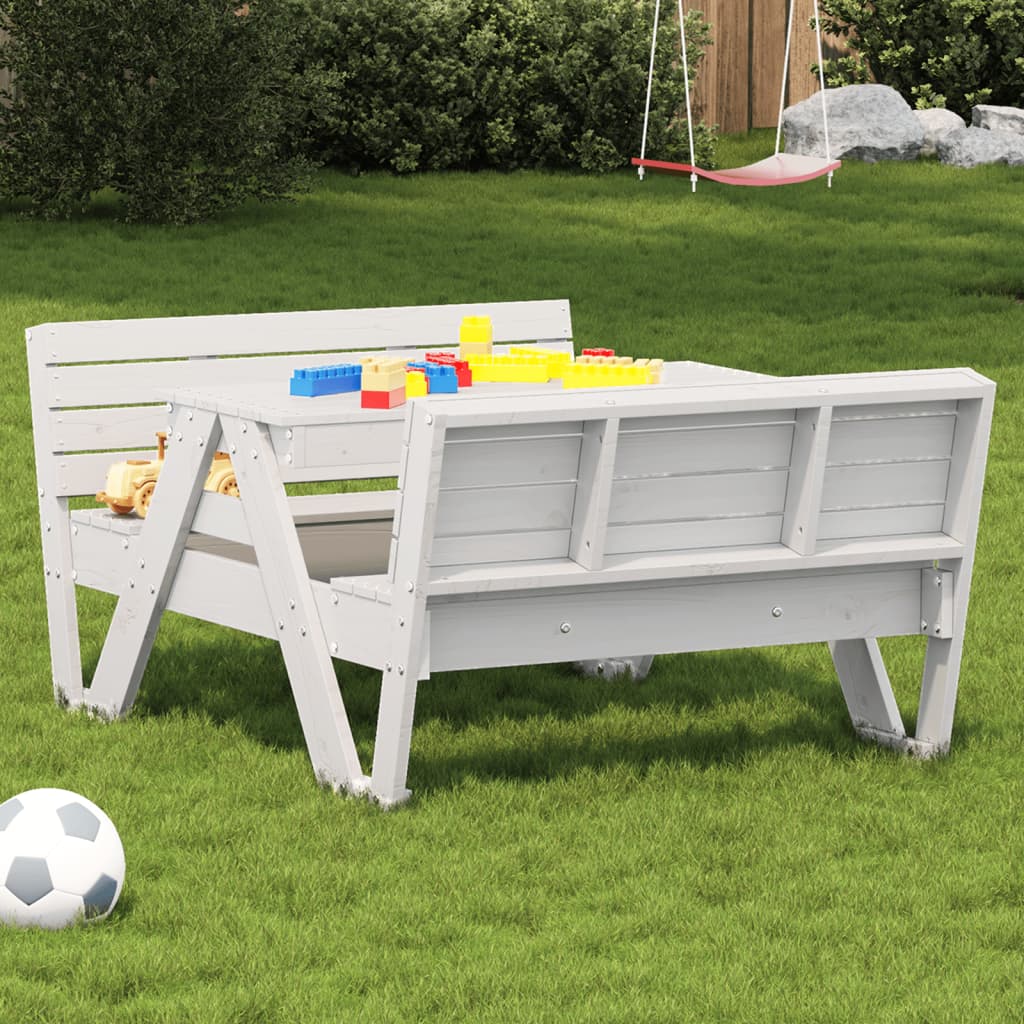 HKH Mesa de Piquenique P/ Crianças 88x122x58 Cm Pinho Maciço - Branco