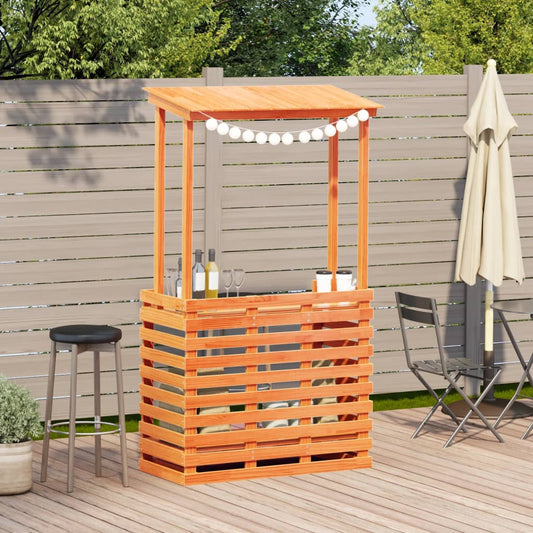 HKH Mesa de Bar para Exterior com Telhado Madeira Maciça Castanho - Marrom