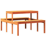 HKH Mesa de Piquenique Pinho Maciço Castanho-mel - Marrom