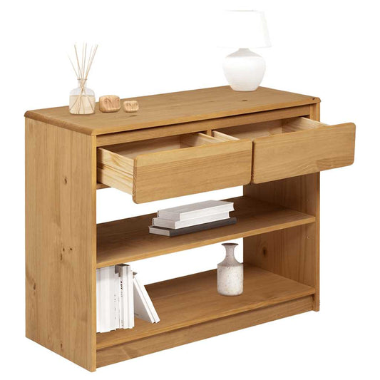 HKH Mesa Consola Sauda de Pino Macizo - Color Roble
