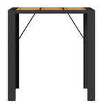 HKH Mesa de Bar para Jardim com Tampo em Acácia Vime Pe - Preto