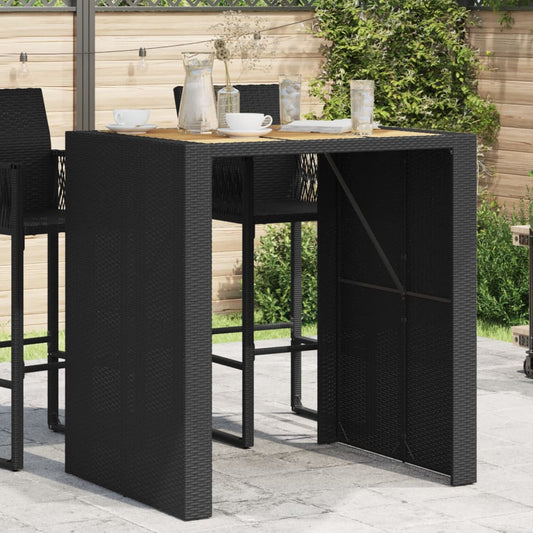 HKH Mesa de Bar para Jardim com Tampo em Acácia Vime Pe - Preto