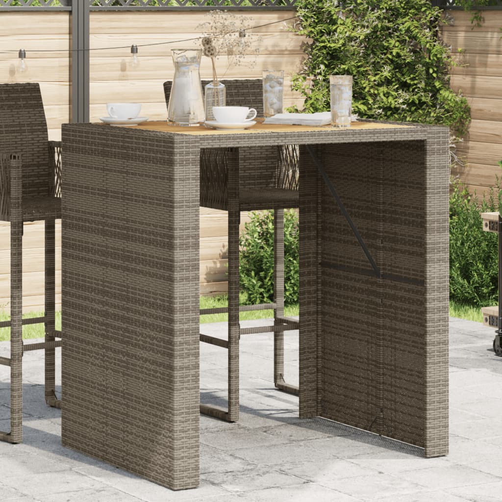 HKH Mesa de Bar para Jardim com Tampo em Acácia Vime Pe Cinza - Cinzento