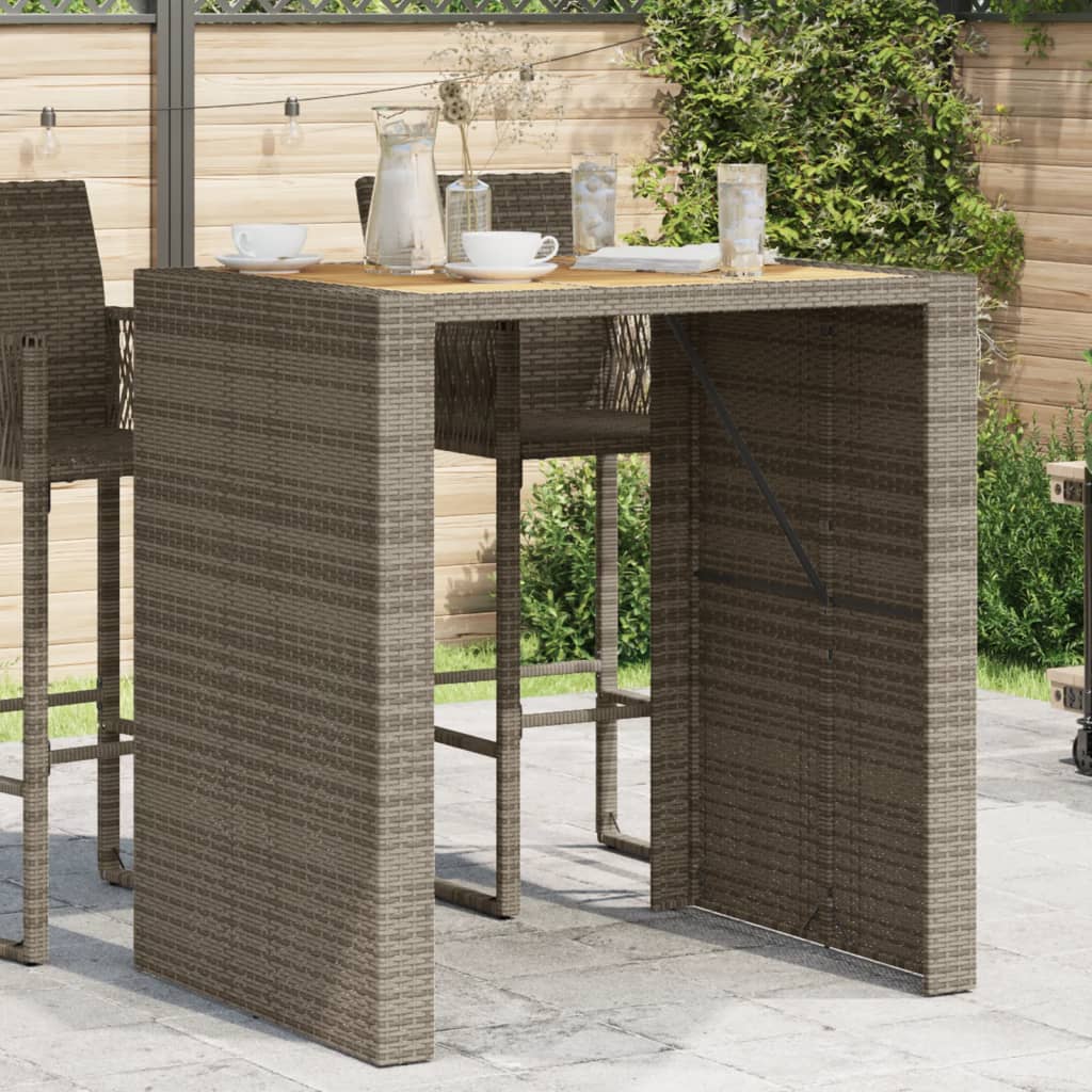 HKH Mesa de Bar para Jardim com Tampo em Acácia Vime Pe Cinza - Cinzento