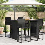 HKH Mesa de Bar para Jardín con Tablero de Acacia de Ratán PE - Negro